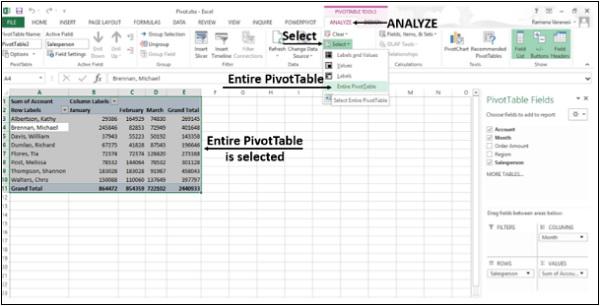 Entire PivotTable