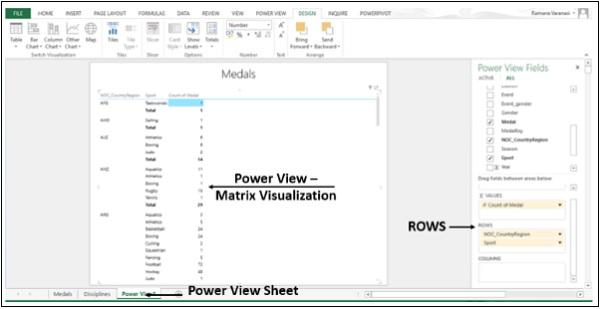 Power View Matrix Visualization