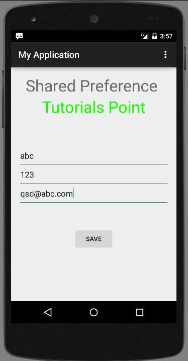 Anroid SharedPreferences Tutorial