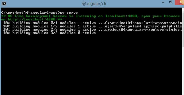 ng serve Command Starts Server