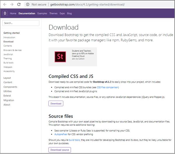 Bootstrap 4 Download Screen