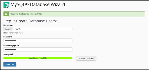 Create Database Wizard