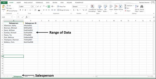 Salesperson and Sales Data