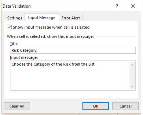 Show Input Message