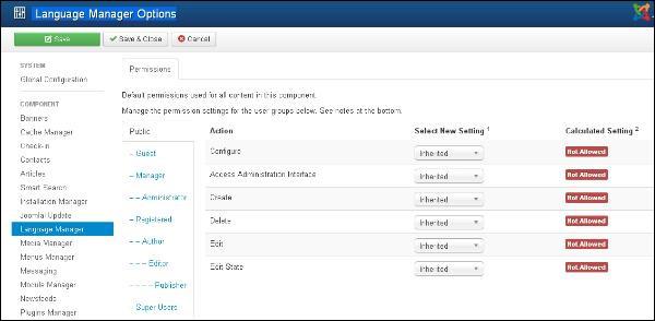 Joomla Language Manager