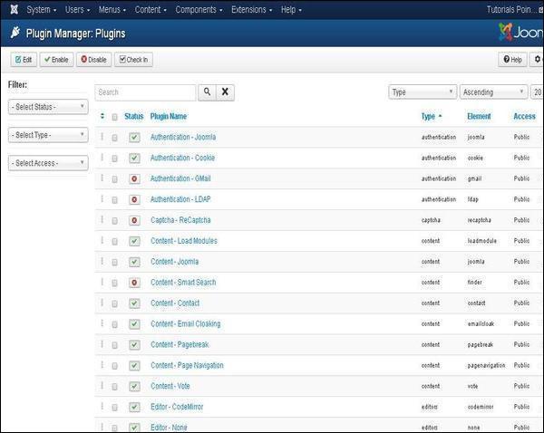 Joomla Plugin Manager