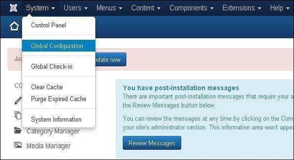 Joomla System Settings