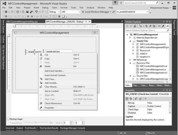 MFCControlManagement Checkbox