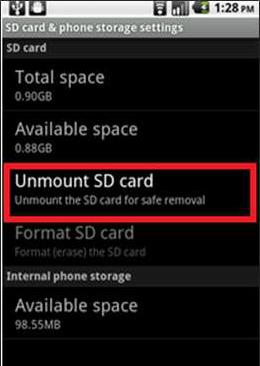 Unmount SD Card