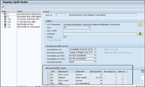 Display Split Rules