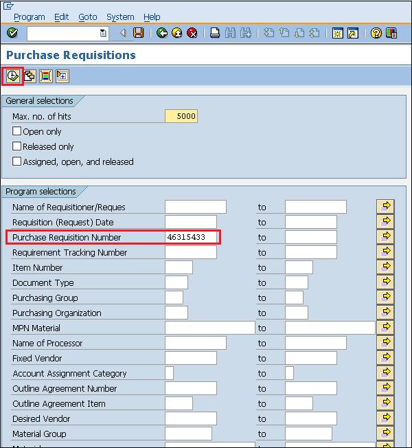 SAP PO from PR Number