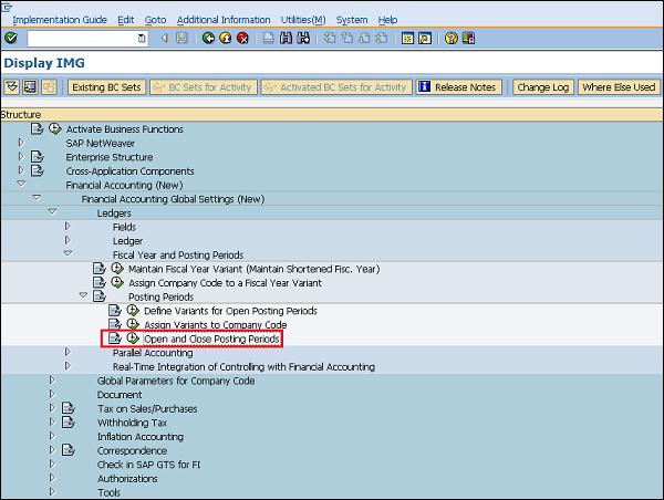 SAP posting period open path