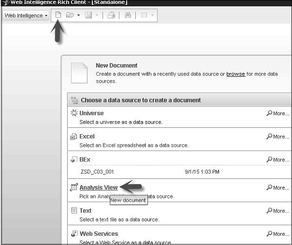 Analysis view Webi Rich Client