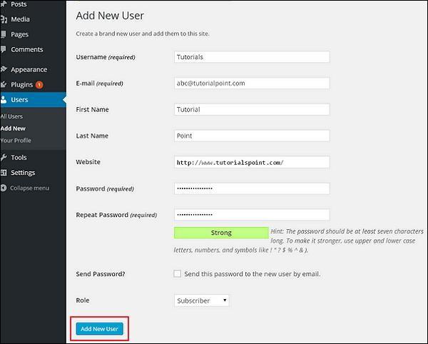 WordPress Add Users