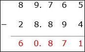 Subtract of Aligned Decimal