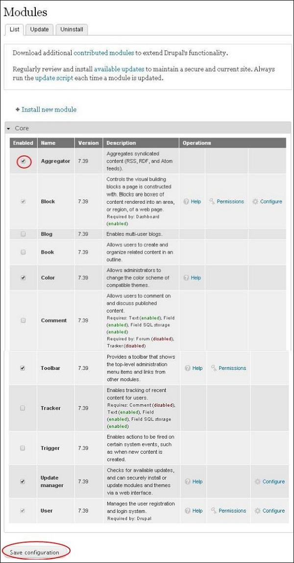 Drupal Aggregator Module