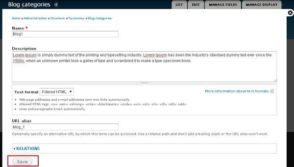 drupal create categories