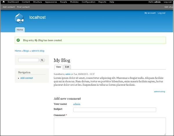 Drupal Create Blog