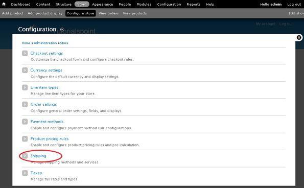 Drupal Setup Shipping