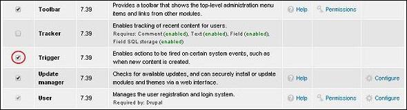 Drupal Triggers and Actions