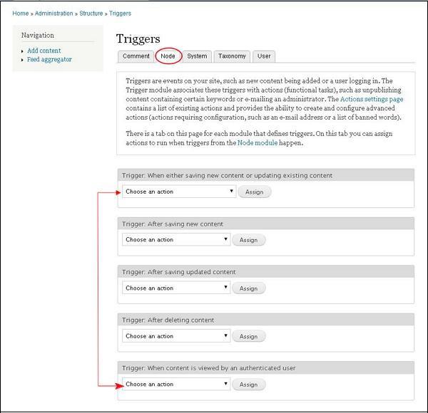 Drupal Triggers and Actions