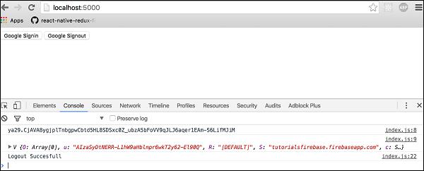 Firebase Google Auth Log