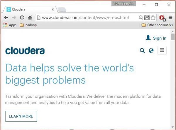 Homepage of Cloudera Website