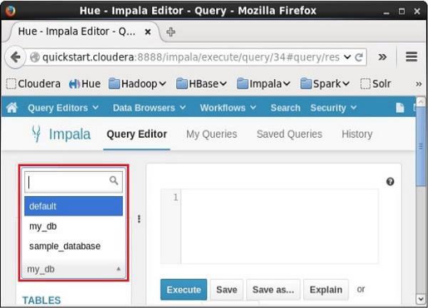 Selecting Databases Dropdown list
