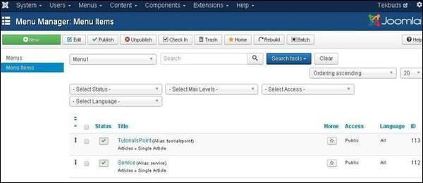 joomla Creating Submenus