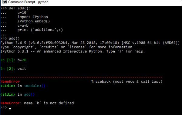 IPython NameError Exception