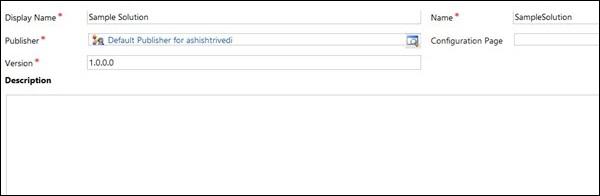 Mscrm Create Solution Step 2