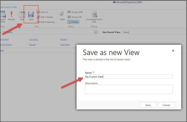 Mscrm Save Custom View