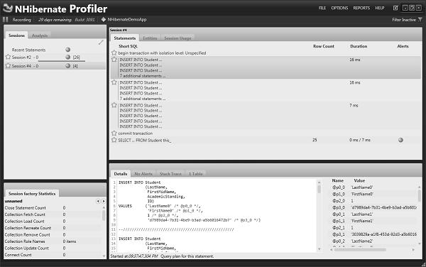 NHibernate profiler Round Trips