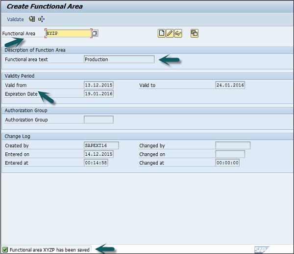 Create Functional Area