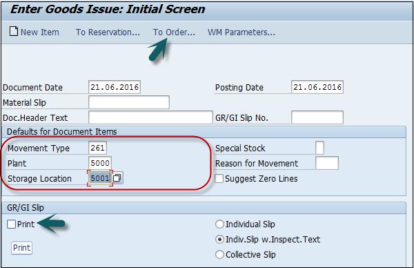 Enter Goods Issue