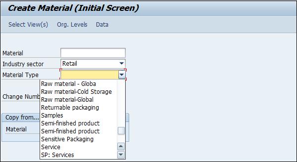 SAP Create Material