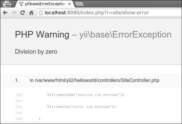 Add actionShowError Method